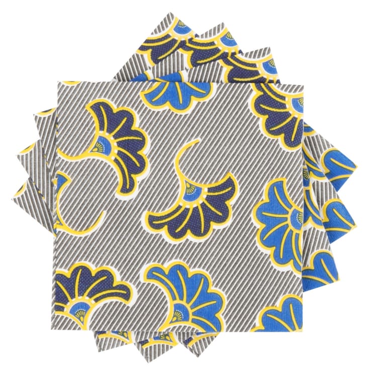 Tovaglioli di carta con motivo floreale nero, blu e giallo (x20) ASHANTI
