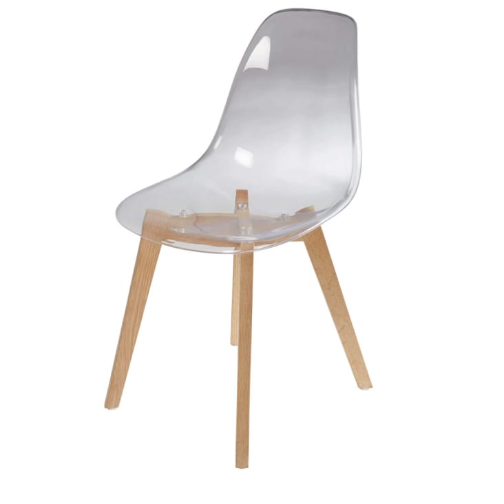 Transparante Scandinavische stoel met eikenhout-Ice