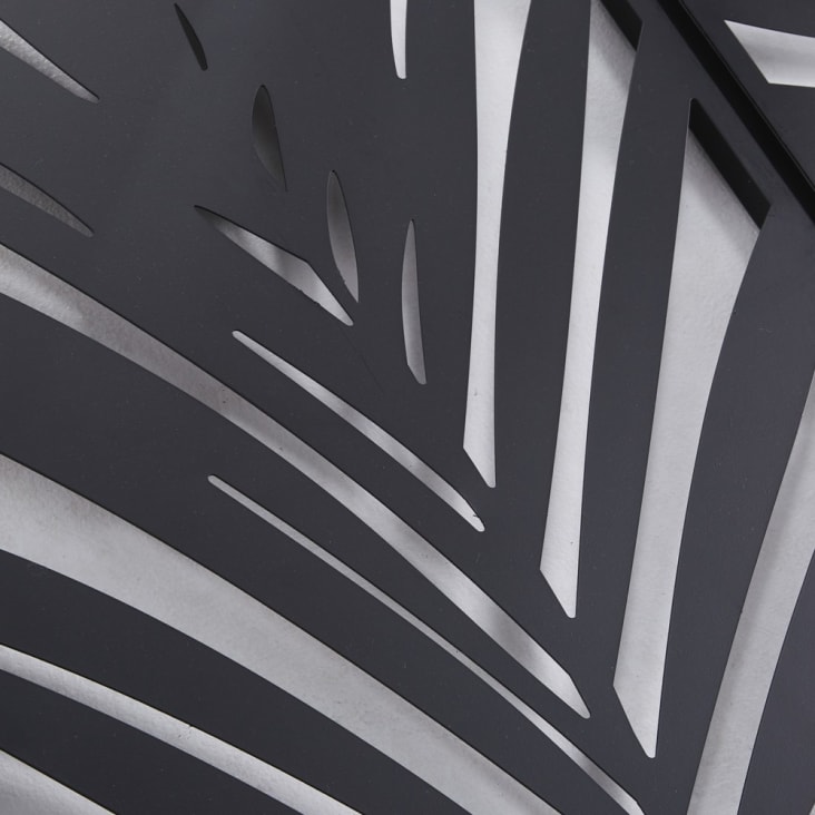 Triptyque feuilles de palmiers en métal noir 144x90-Tobago cropped-2