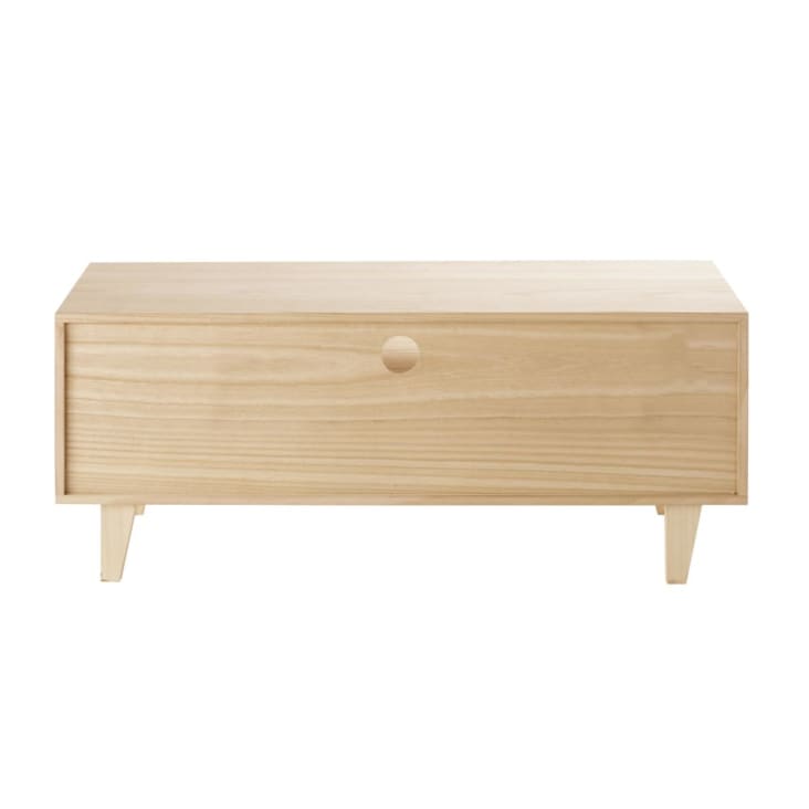 TV-Möbel im skandinavischen Stil mit 4 Schubladen aus weißem Paulownienholz-Spring cropped-3