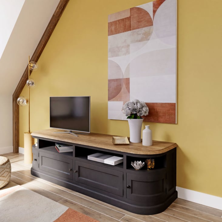 Tweekleurig tv-meubel met 4 deuren-Provence ambiance-5