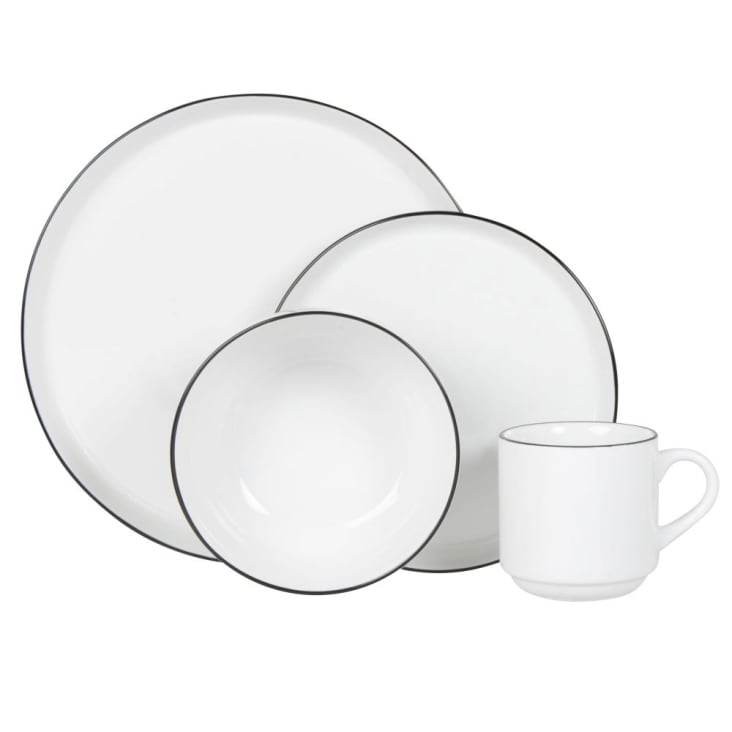 Vajilla de 16 piezas de ceramica blanca y negra