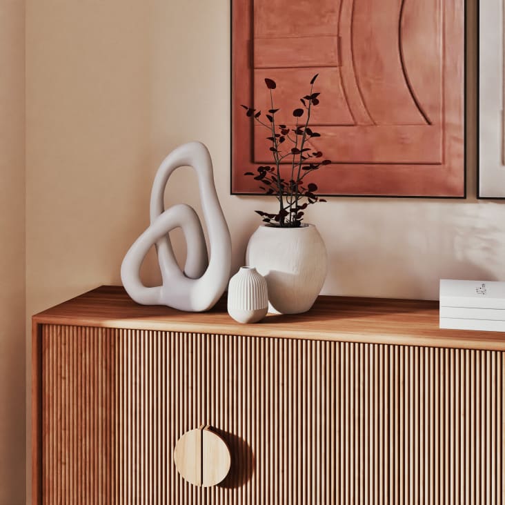 Lot De 3 Vases En Céramique Style Nordique - Motif Minimaliste Bohème Pour Salon, étagère, Table | Multicolore (noir, Gris, Vert Sauge)