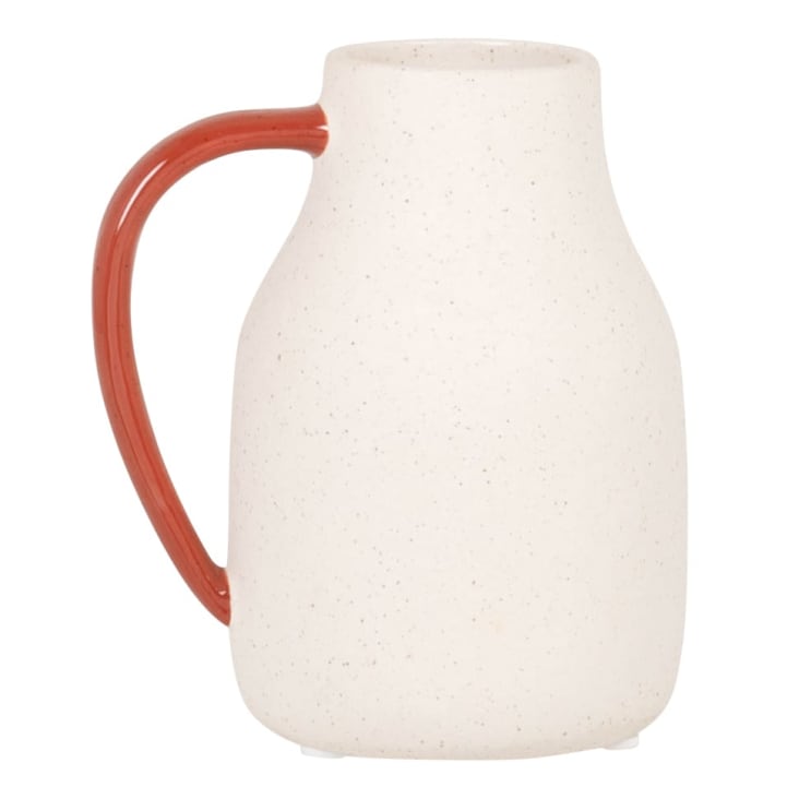 Vase en porcelaine blanche et anse rouge H12-FELICIE