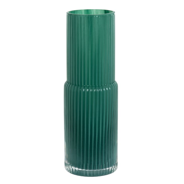 Vase en verre recyclé strié vert H27 NATALIA | Maisons du Monde