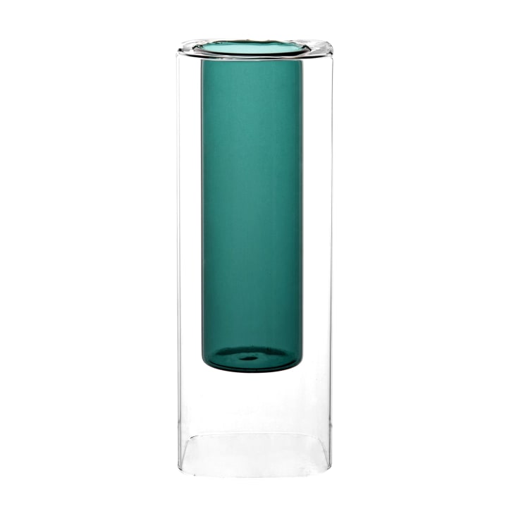 Vase en verre recyclé transparent et bleu H26 ANDRO | Maisons du Monde