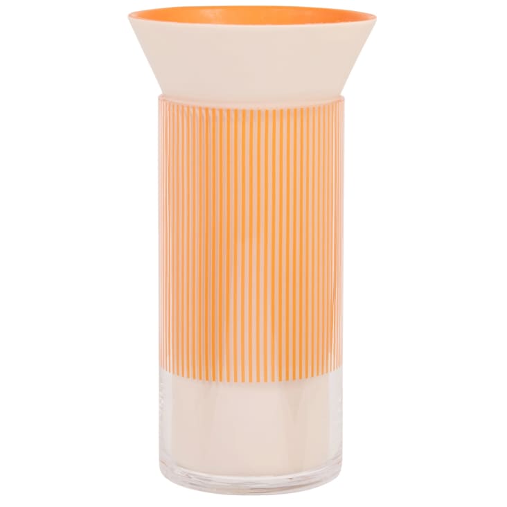 Vase en verre recyclé transparent et orange H27-ALDA cropped-2