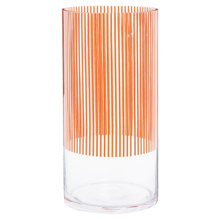 Vase en verre recyclé transparent et orange H27-ALDA