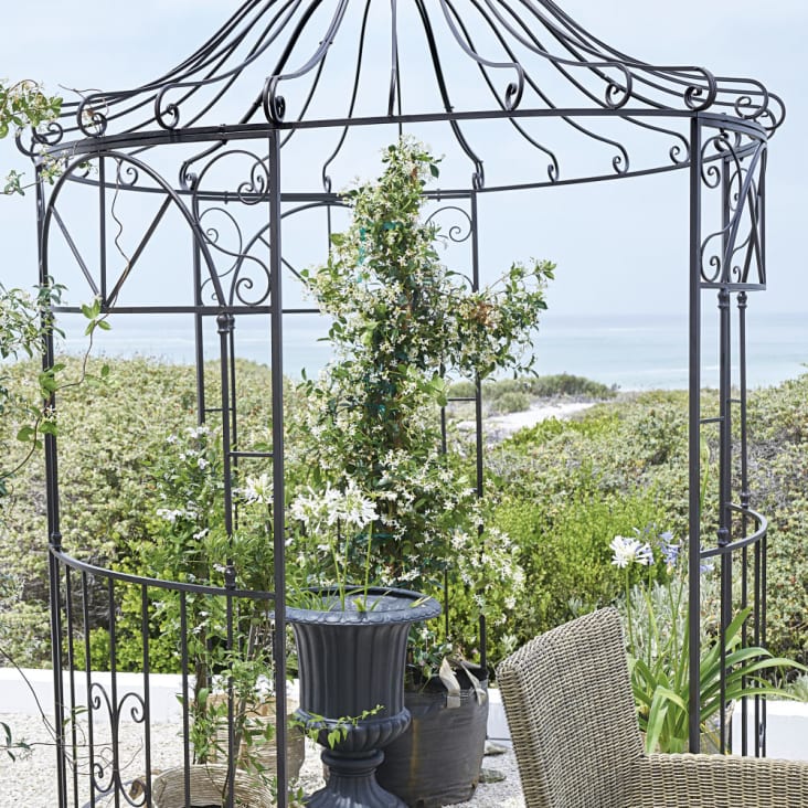 Vaso de jardim de resina cinzento antracite altura 71 cm EYGUIERES-Eyguieres ambiance-5
