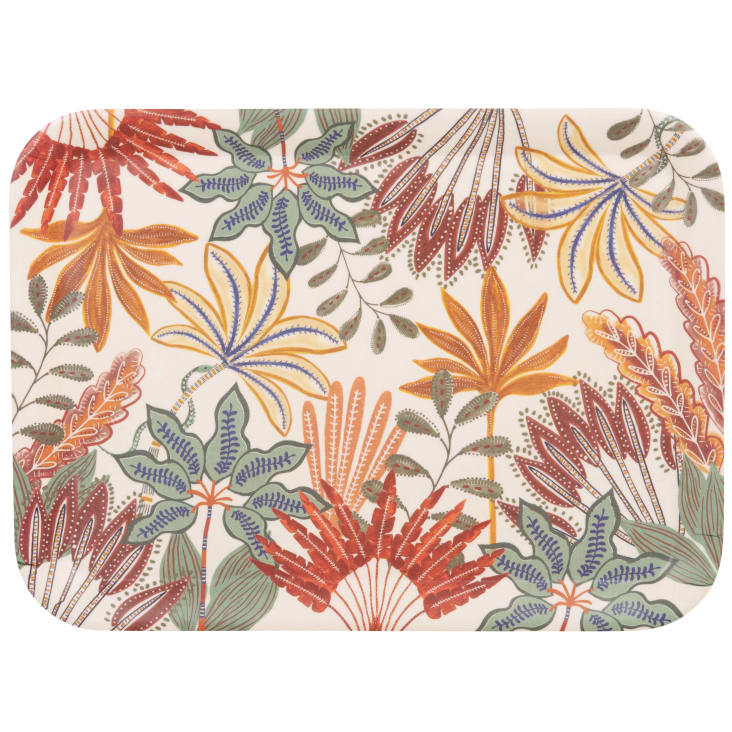 Vassoio Rettangolare con Manici in Bambù - Grande Piatto da Portata per Cucina, Colazione, Caffè - 30 x 20 x 4 cm