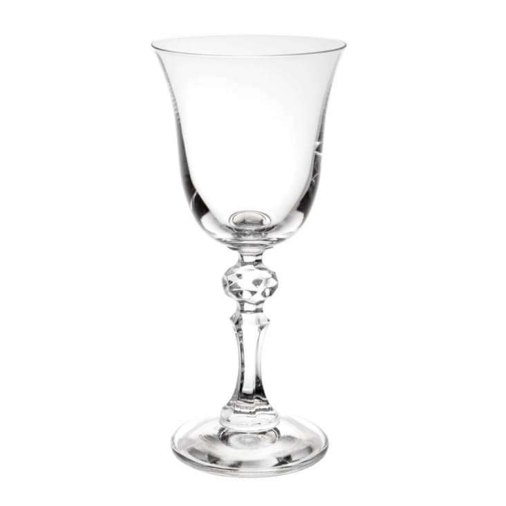 Lot 6 Verres Venitiens Sur Pied à Facettes Avec Décor De P
