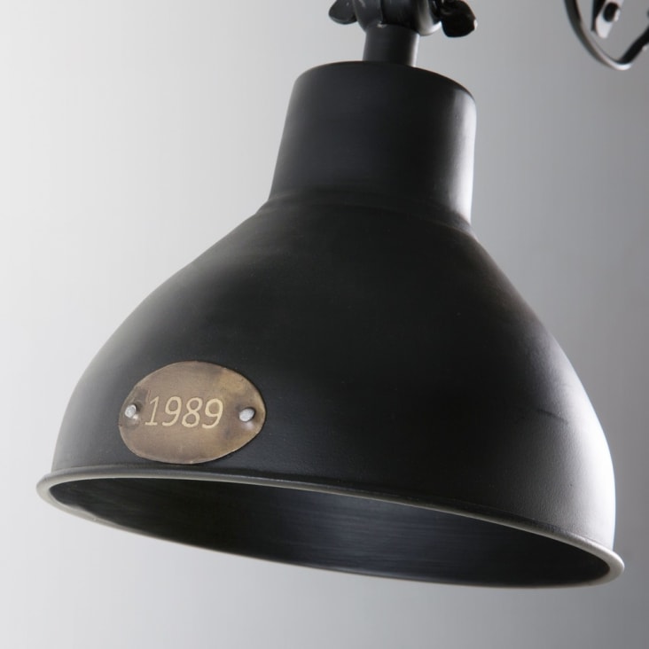 Verstelbare industriële wandlamp van mangohout en zwart metaal-Duke cropped-2