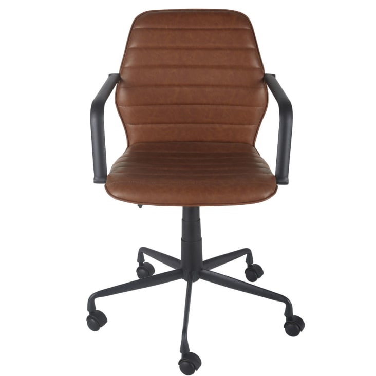 Verstellbarer Bürostuhl für gewerbliche Nutzung mit Rollen und braunem Textilbezug-Jane Business cropped-2