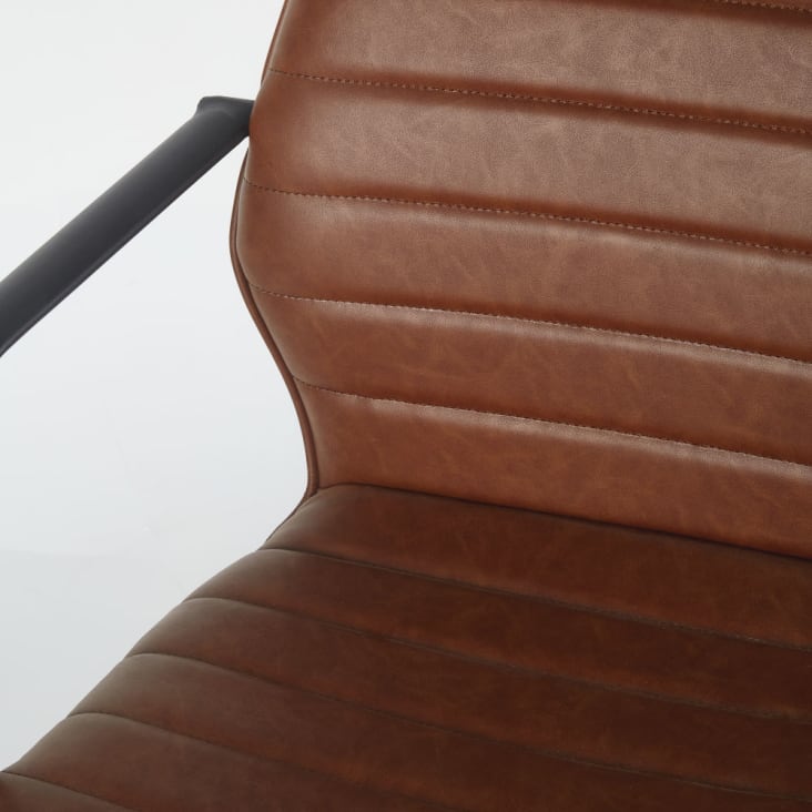 Verstellbarer Bürostuhl für gewerbliche Nutzung mit Rollen und braunem Textilbezug-Jane Business cropped-4