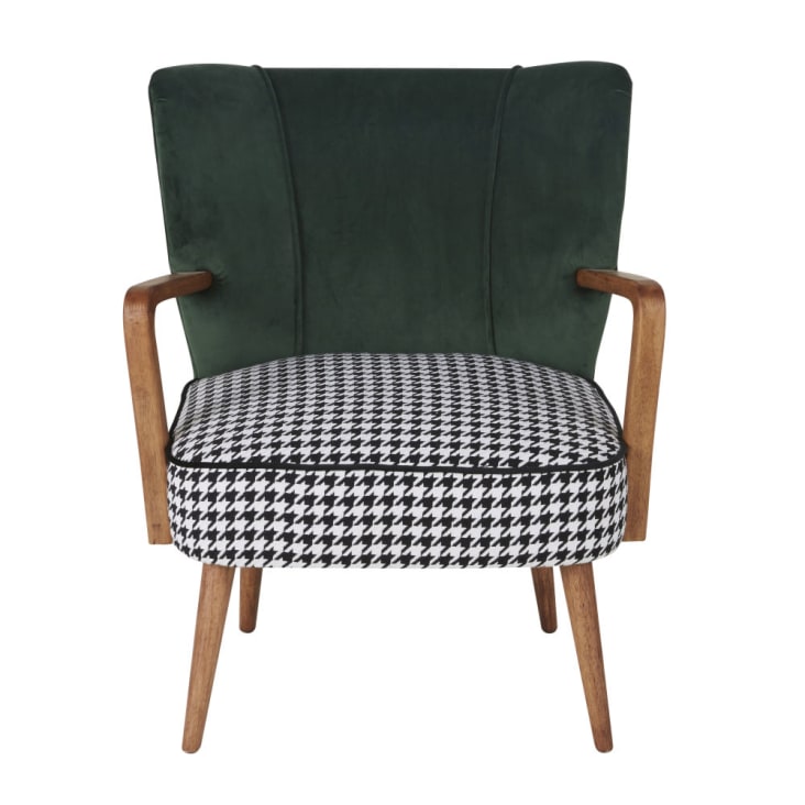 Vintage-Sessel mit grünem Samtbezug und Hahnentrittmuster-Meyer cropped-2