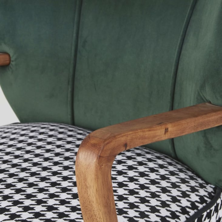 Vintage-Sessel mit grünem Samtbezug und Hahnentrittmuster-Meyer cropped-3