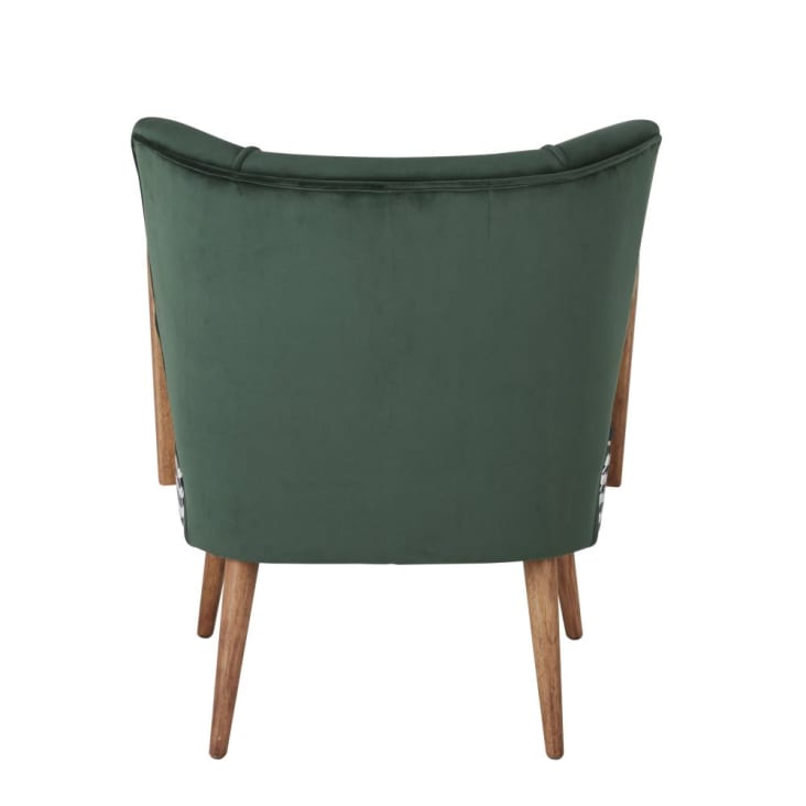 Vintage-Sessel mit grünem Samtbezug und Hahnentrittmuster-Meyer cropped-4