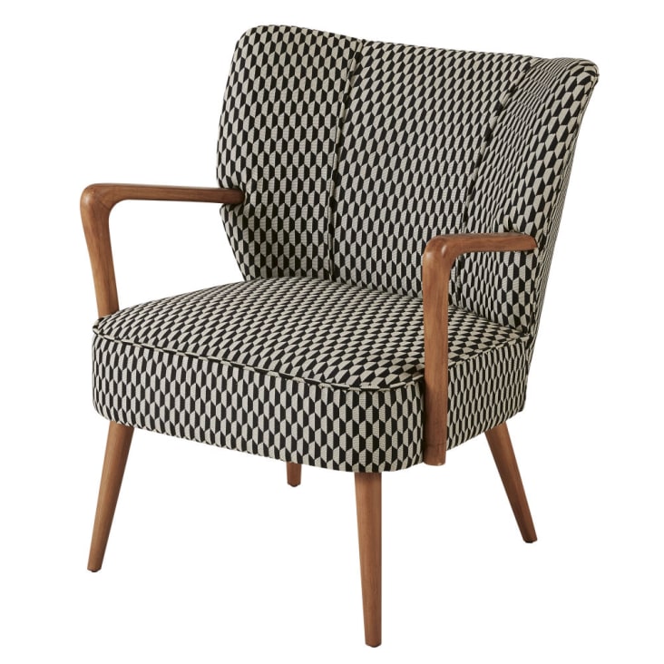 Vintage-Sessel mit schwarzen und weißen grafischen Motiven-Meyer