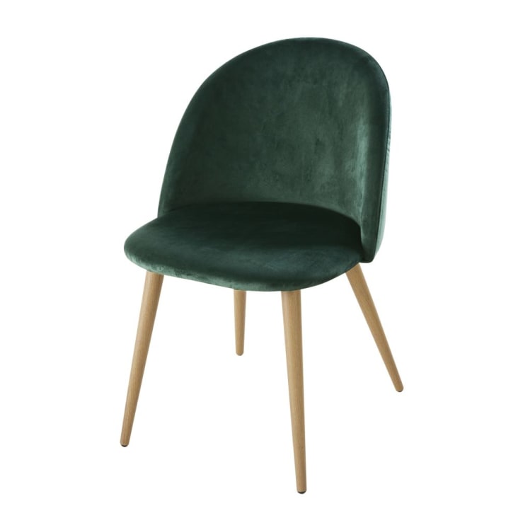 Vintage-Stühle für kommerzielle Zwecke mit grünem recycelter Samtbezug in Metall mit Eichenholz-Effekt (x2)-Mauricette BUSINESS