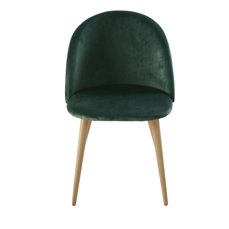 Vintage-Stühle für kommerzielle Zwecke mit grünem recycelter Samtbezug in Metall mit Eichenholz-Effekt (x2)-Mauricette BUSINESS cropped-2