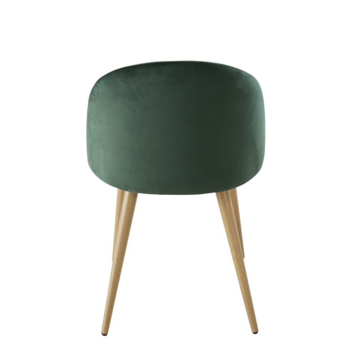 Vintage-Stühle für kommerzielle Zwecke mit grünem recycelter Samtbezug in Metall mit Eichenholz-Effekt (x2)-Mauricette BUSINESS cropped-4