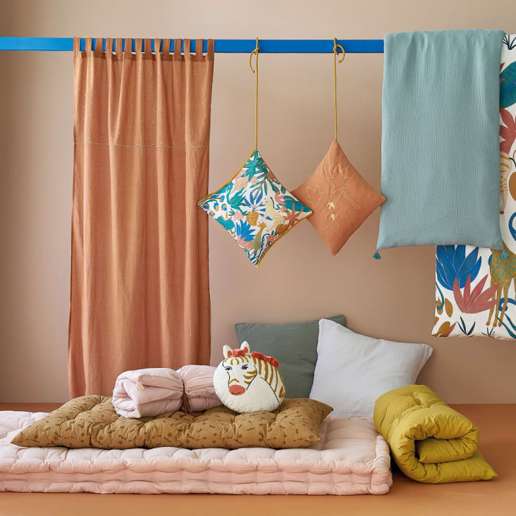 Vorhang mit Schlaufen du 110x250cm | OKSANA Maisons aus Bio-Baumwolle, ziegelrot, Monde