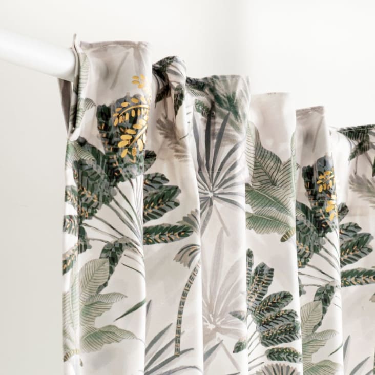 Vorhang, Vorhang aus Schlaufen du verdeckten | bedrucktem 1 Blättermotiv, 110x250cm mit recyceltem mit Maisons Polyester Monde SIMBEI