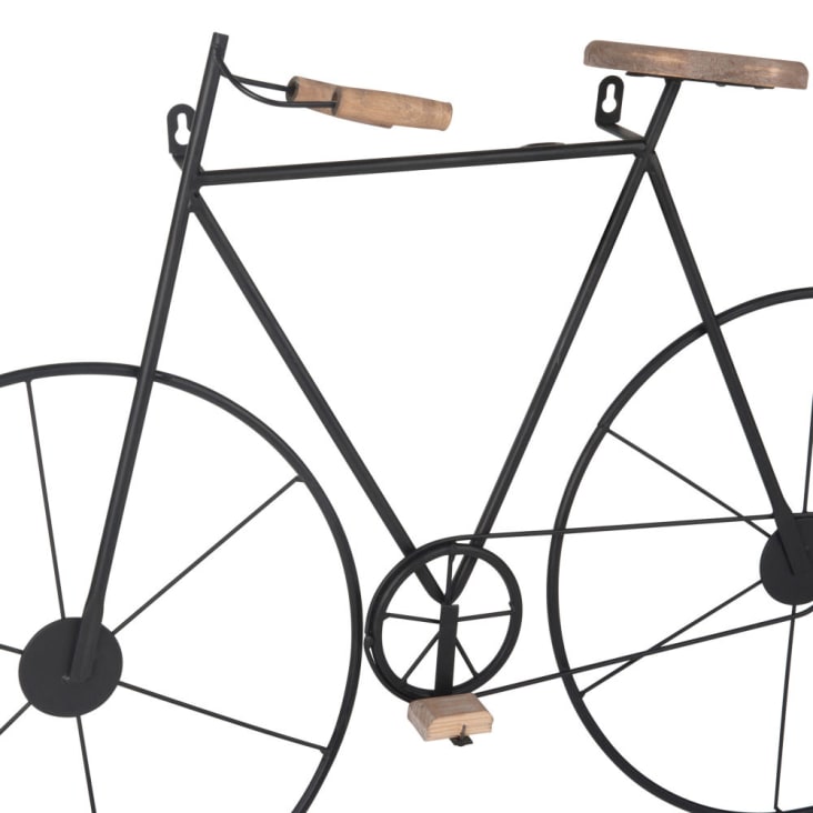 Wanddeko Fahrrad aus Tannenholz und Metall, schwarz, 76x50 detail-2