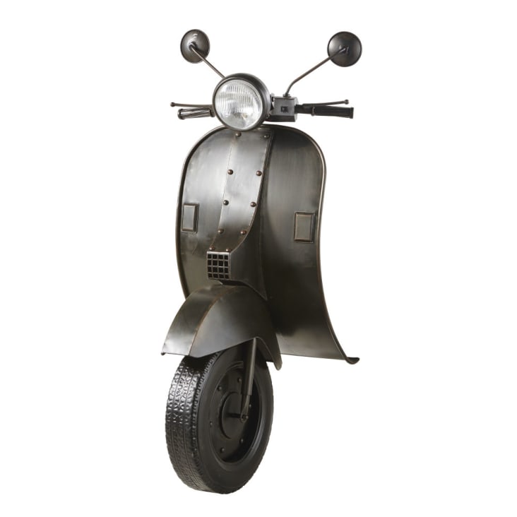 Wanddeko Scooter, beleuchtet und aus schwarzem Metall 53x123-WARNER