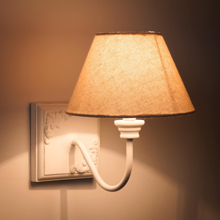 Wandlamp met gebleekt effect en ecru lampenkap-Viviane ambiance-4