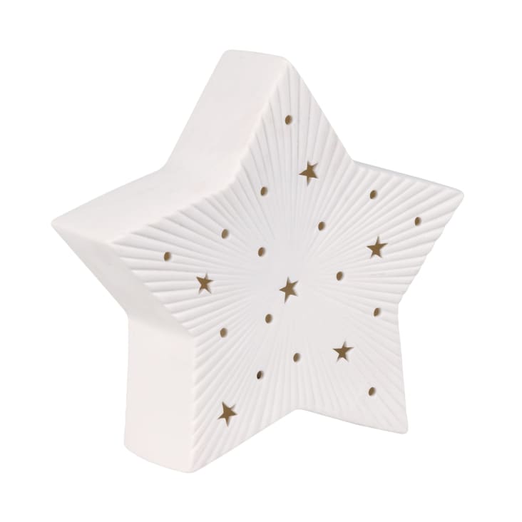Weihnachtsdeko leuchtender Stern aus Porzellan, weiß Maisons du Monde