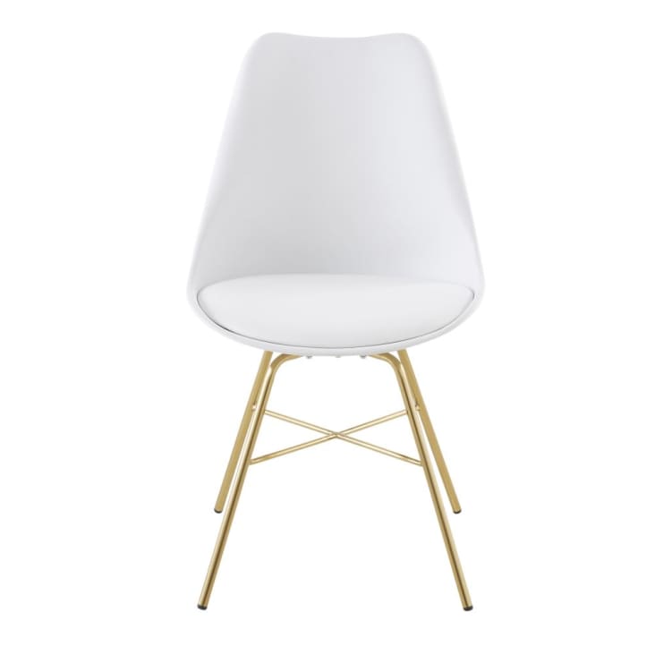Weißer Stuhl mit verchromten, goldfarbenen Beinen-Wembley cropped-2