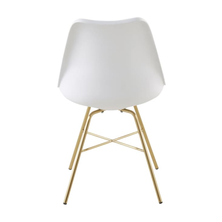 Weißer Stuhl mit verchromten, goldfarbenen Beinen-Wembley cropped-3