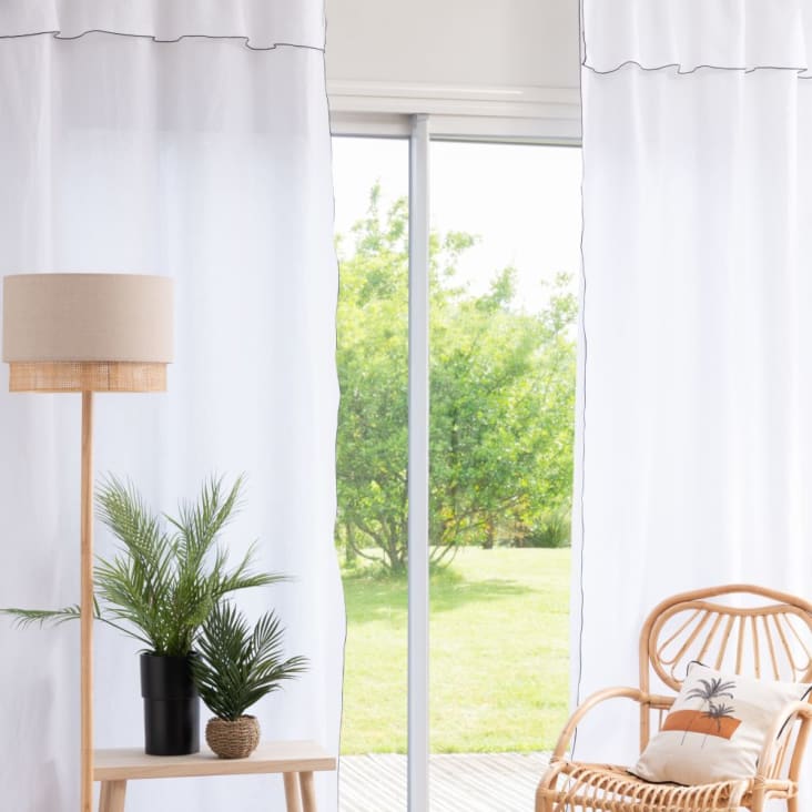 Weißer Vorhang mit Clips aus gewaschenem Leinen, 1 Vorhang, 130x300cm |  Maisons du Monde