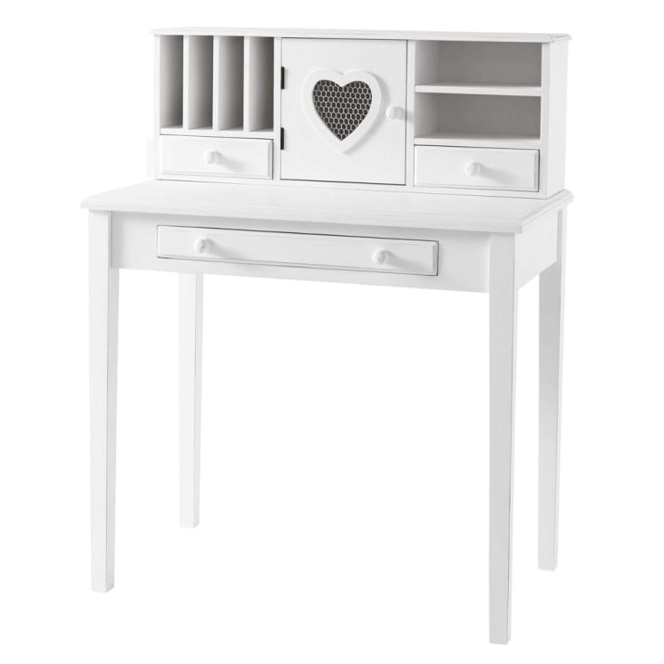 Witte schrijftafel met 1 deurtje en 3 lades-Valentine cropped-2