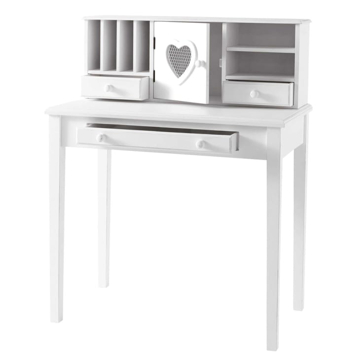 Witte schrijftafel met 1 deurtje en 3 lades-Valentine cropped-3