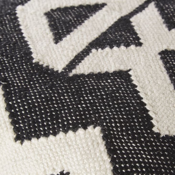 Zwart en ecru geweven kussen van gerecycleerd polyester 45 x 45 cm-SAGANA cropped-3