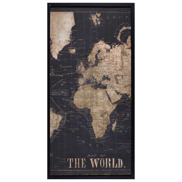 Internationale Wissen zanger Zwarte drieluik wereldkaart 180x120 Explore | Maisons du Monde