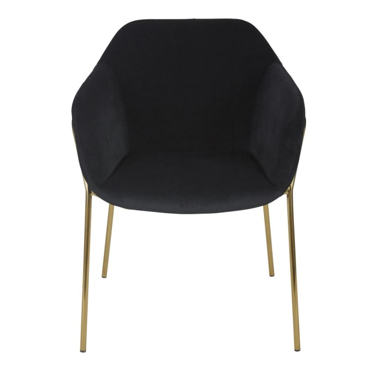 Zwarte fluwelen stoel met verguld metaal, OEKO-TEX®-Neus cropped-2