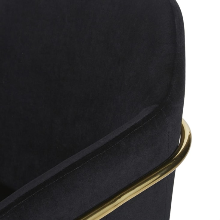 Zwarte fluwelen stoel met verguld metaal, OEKO-TEX®-Neus cropped-4