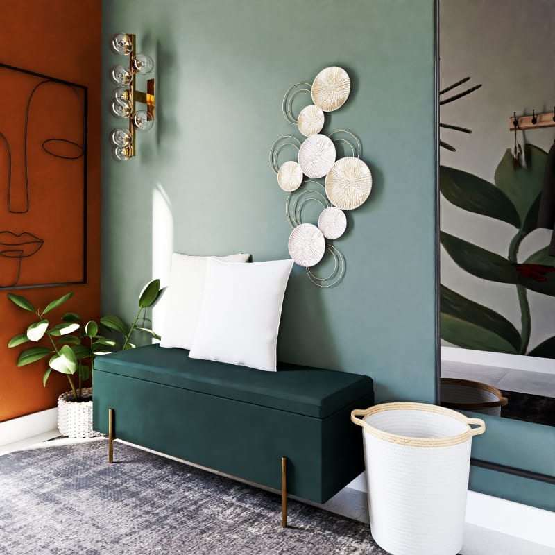 Applique 9 globes en verre ambré et métal doré - miniature 5