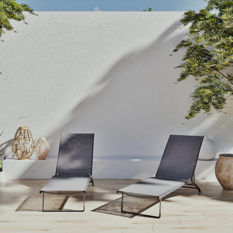 Bain de soleil en aluminium et toile plastifiée gris anthracite - miniature 7