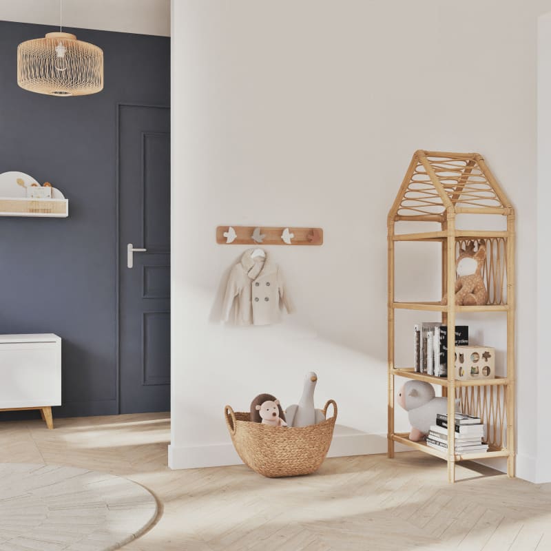 Bibliothèque maison enfant en rotin et bambou beige - miniature 4