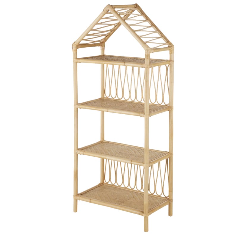 Bibliothèque maison enfant en rotin et bambou beige - miniature 2