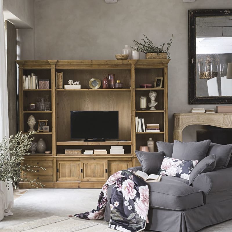 Bibliothèque meuble TV en pin recyclé L264 - miniature 4