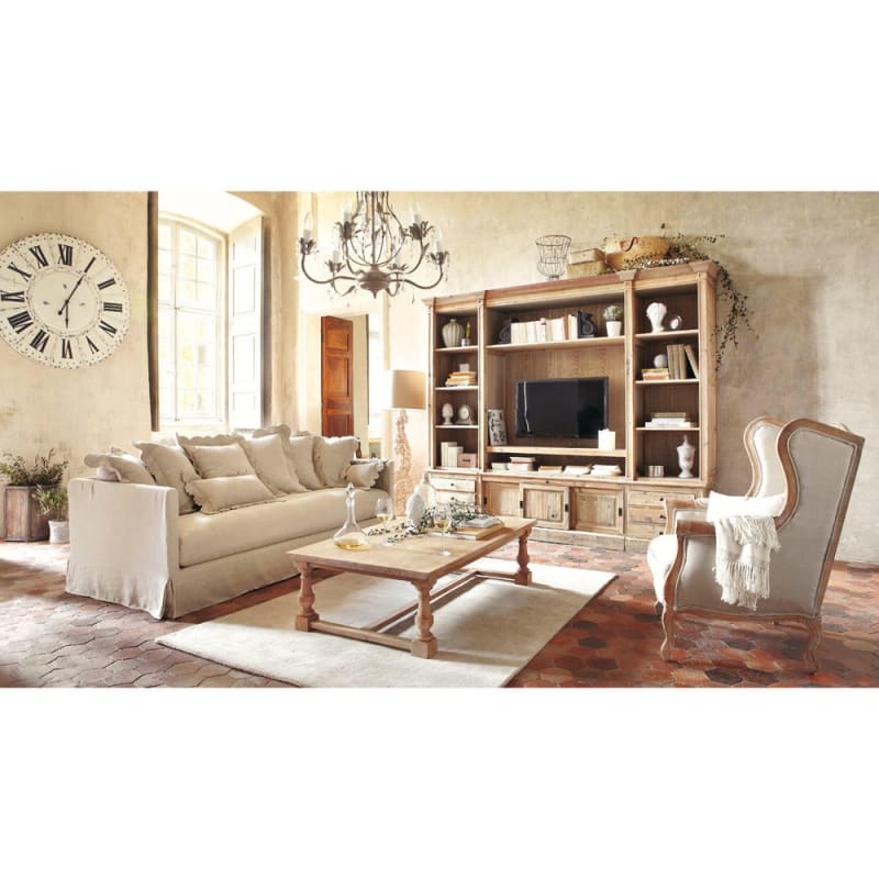 Bibliothèque meuble TV en pin recyclé L264 - miniature 8