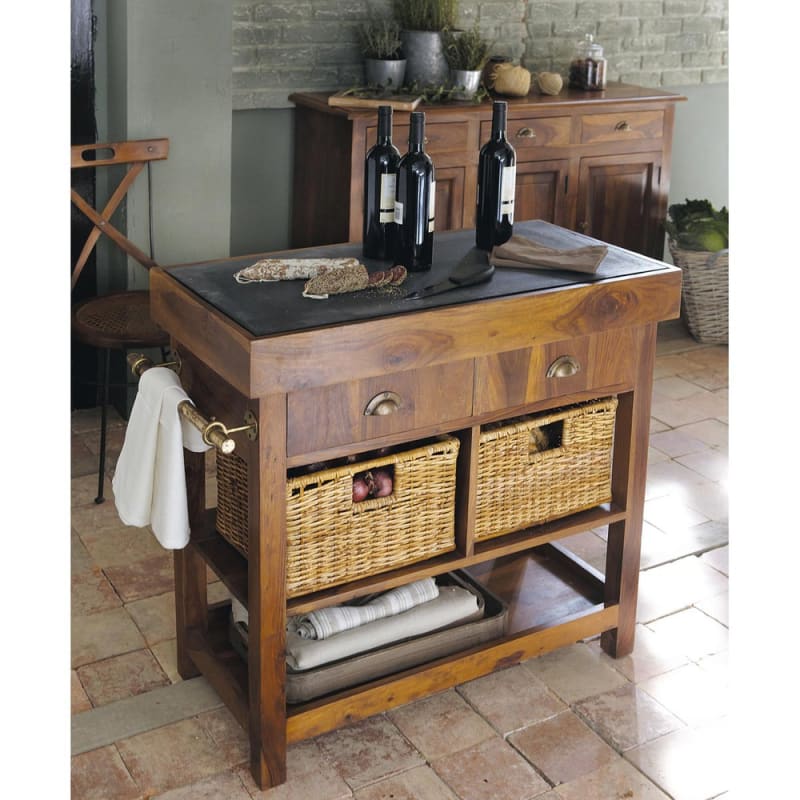 Billot cuisine en manguier massif et ardoise L 95 cm - miniature 6