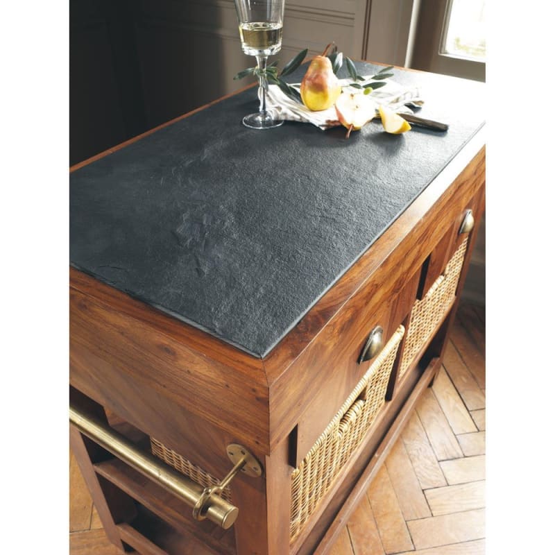 Billot cuisine en manguier massif et ardoise L 95 cm - miniature 10