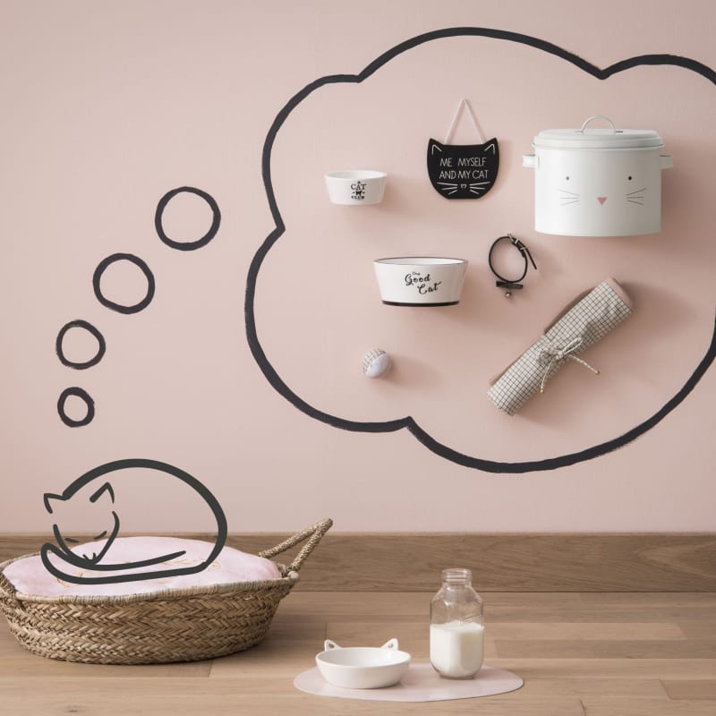 Boîte à croquettes pour chat en métal blanc - miniature 3