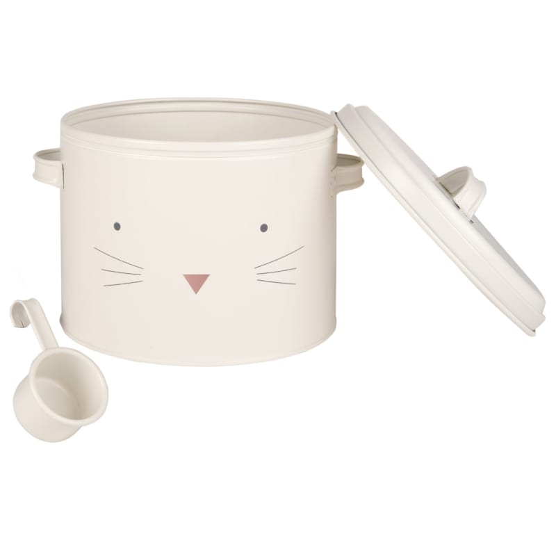 Boîte à croquettes pour chat en métal blanc - miniature 2